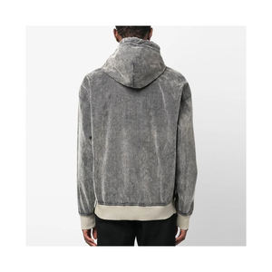 Sweat à capuche classique avec logo personnalisé pour hommes Pull d'hiver avec tissu polaire délavé à l'acide Motif solide Col à capuche - Product Image 2