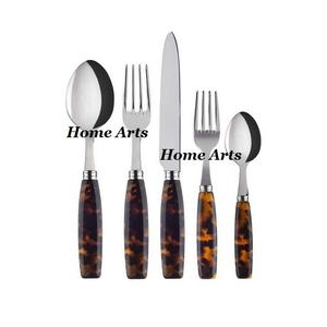 Ensemble de 5 couverts en acier inoxydable avec manche en résine, design tendance, taille et forme personnalisées, ensemble de couverts en vrac - Product Image 2