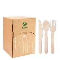 Kit de couverts en bois personnalisé 160mm couteau cuillère fourchette avec boîte de présentation pour le service alimentaire et la vente au détail