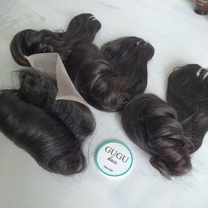 Meilleure qualité Super Double dessiné oeuf bouclé trame 8 pouces naturel noir brut vietnamien Extensions de cheveux humains vague génie trame - Product Image 2