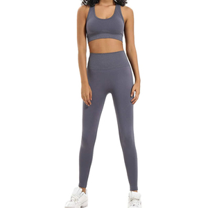 Conjunto de Compresión para Mujer al por Mayor OEM, Hecho a Medida, con Logotipo Personalizado, de Secado Rápido, Conjunto de Yoga y Gimnasio de 2 Piezas con Diseño Frontal en la Cintura - Product Image 1