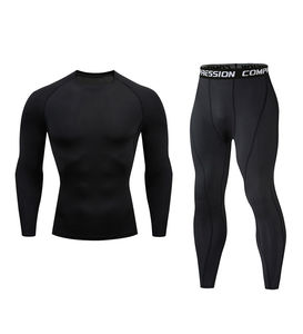 Ensemble de vêtements de sport respirants et simples, grande taille, effet délavé, avec chemises et pantalons de compression, entièrement personnalisable avec votre propre logo pour l'automne - Product Image 4