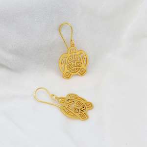 Trendy Fashionable Ocean Sea Turtle <b>Dangle</b> <b>Earring</b> 18k <b>Gold</b> Plated Brass Animal Beach Boho Jewelry Bulk Wholesale Drop <b>Earring</b> - Product Image 4