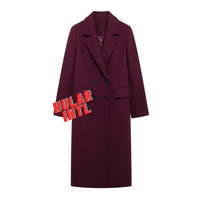 Manteau long en laine unie tendance automne-hiver pour femme, grande taille, anti-plis, avec doublure en fausse fourrure