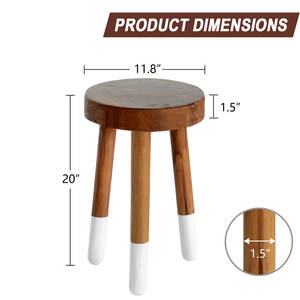 Taburete de teca teñido en inmersión redonda de lujo para baño, spa o decoración al aire libre, función de ahorro de espacio y almacenamiento para uso escolar o en la cocina - Product Image 4