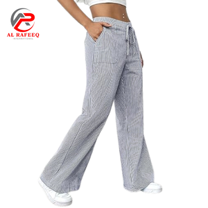 Femmes nouveau été taille haute pantalons décontractés couleur unie respirant toile polyvalent lâche cordon conception - Product Image 3