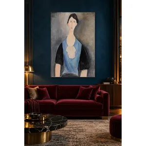 Impresión en lienzo de Fida Modigliani: Mujer joven con blusa azul - Product Image 4