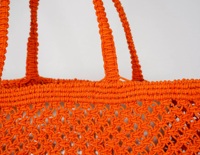 Sac fourre-tout en jute écologique orange, style bohème, toutes saisons, sac à bandoulière portable pour femme, design ouvert