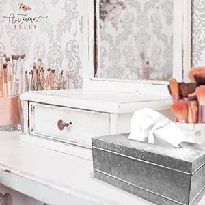 Cubierta de caja de pañuelos rectangular galvanizada de granja rústica de metal | Construcción de calidad El acento de granja cálido perfecto para ti - Product Image 4