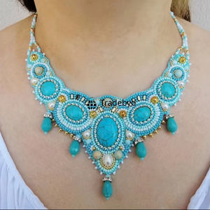 Collar de Cadena con Eslabones y Bordado Elegante Tradebyd, Joyería de Diseño, Accesorio de Moda Hecho a Mano para Unisex, Aniversario - Product Image 1