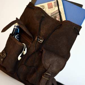 Nueva llegada de la vendimia de cuero lavado mochila de gran capacidad suave senderismo mochila Forro de algodón con cremallera duradera al por mayor de La LBP-0153 - Product Image 6