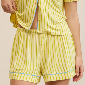 <span class=keywords><strong>Pigiama</strong></span> <span class=keywords><strong>estivo</strong></span> da donna in jersey di bambù, set due pezzi <span class=keywords><strong>con</strong></span> camicia da notte abbottonata e pantaloncini, abbigliamento da notte ecologico per donna - Product Image 6