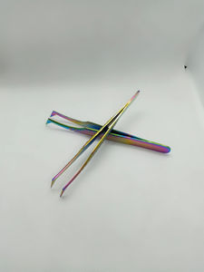 Pinzas de Acero Inoxidable Nano Grip de 45 y 90 Grados con Etiqueta Privada Personalizada, Herramientas de Belleza para Extensión de Pestañas, Logotipo con Impresión de Bandera - Product Image 2