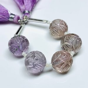 Gran oferta, cuentas de piedras preciosas de ametrino sueltas, hebra tallada en forma de bola para joyería, cuentas de piedra a la venta - Product Image 1