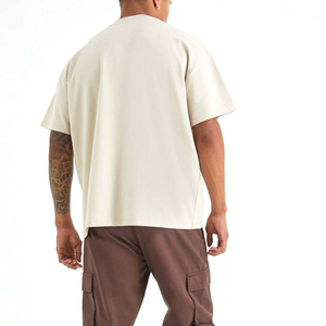 Super Heavy Oversized Drop Shoulder Camiseta cuello redondo antiarrugas algodón Boxy Fit camiseta para hombres en precio asequible - Product Image 3