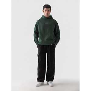 Sweat-shirt à capuche vert foncé pour femme, respirant, en soie, style streetwear décontracté, motif lettres, coupe ajustée pour l'automne - Product Image 5