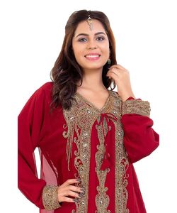 Robe marocaine islamique caftan plage fantaisie moderne étage longueur manches longues pour les femmes - Product Image 5