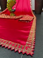 Saree de secuencia de color rojo, Saree de bollwood de estilo moderno con el mejor precio, Sari Shari, precio de la India