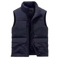 Chaleco Formal de Verano para Hombre con Cierre de Cremallera, Chaleco Corto de Nailon, Camisola con Múltiples Bolsillos, Prenda Exterior con Cuello Redondo y Relieve - Product Image 6