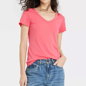 Ropa de calle de calidad superior para mujer, ropa deportiva de manga corta con cuello en V, ropa cómoda de tela de punto para mujer - Product Image 2