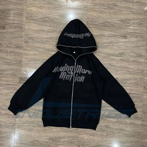 เสื้อมีฮู้ดผ้าฝ้ายซิปโพลีเอสเตอร์พิมพ์ลาย,เสื้อฮู้ดแบบสวมหัวพิมพ์ลายโลโก้แบบกำหนดเองผลิตในปากีสถาน - Product Image 1