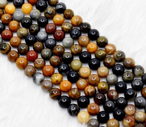 Cuentas redondas de madera petrificada de 8mm, piedra Natural personalizada, cuentas de joyería sueltas para fabricación de pulseras DIY - Product Image 5