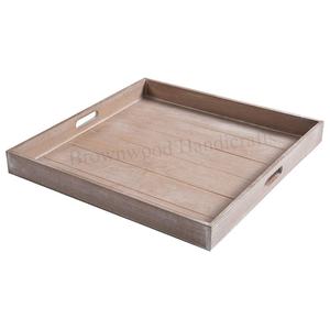 Bandeja para servir de madera de último diseño con asas de metal Bandeja de madera de pino natural para uso en restaurantes y cocinas de hoteles - Product Image 6