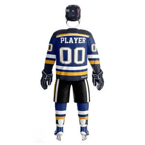 Ensemble d'uniformes de hockey sur glace unisexe de qualité supérieure, maillot et short personnalisés, impression du nom de l'équipe OEM, 100% polyester, séchage rapide - Product Image 3