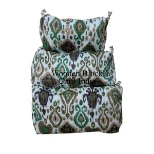 Wholesale 100% Cotton Zipper Pouch 3-Piece Quilted Cosmetic Accessory <b>Bag</b> Set Eco-Friendly Women's Makeup Pouch for <b>Toiletry</b> <b>Bag</b> - Product Image 1