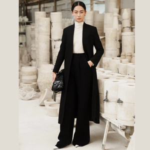 In Stock Long <b>Coat</b> <b>Women</b> NAAMAH HANDMADE <b>COATS</b> With A <b>Belt</b> Tweed <b>Wool</b> Casual <b>Women's</b> Clothing Custom Logo Ready To Ship - Product Image 1