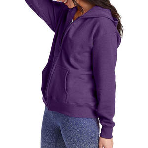 Zip up femmes coton sweats à capuche unis 260 grammes français Terry Streetwear fille à capuche en gros vêtements d'hiver coton mode sweats à capuche - Product Image 4