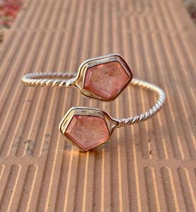 Pierre précieuse en cristal de Morganite Bracelet réglable en argent sterling 925 Bracelet en Morganite de conception unique Cadeau spécial pour elle - Product Image 2