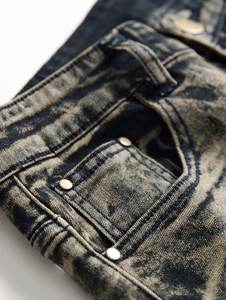 กางเกงยีนส์ขาตรงของผู้ชายทรงสลิมฟิตกางเกงยีนส์แบบมีซิปกันน้ำได้ - Product Image 3