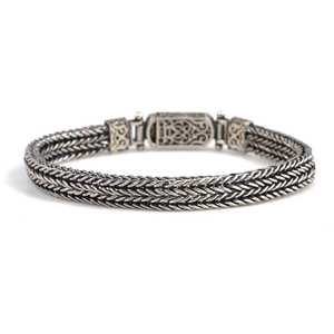 Handmade <b>Silver</b> Knitted <b>Bracelet</b> with Pearl Main Stone Elegant <b>Bangles</b> - Product Image 3