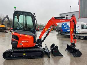 Excavatrice Kubota U27-4 d'occasion, mini-excavatrice sur chenilles de 2,7 tonnes |   Mini-pelleuse d'origine japonaise à vendre - Product Image 4