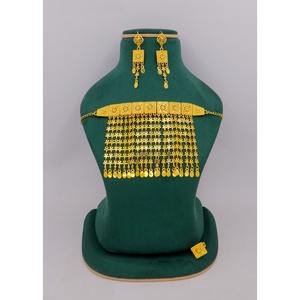 Colliers plaqué or micro formant ensemble de bijoux de mariage et traditionnels cadeau pour les femmes en cuivre et laiton Martasha - Product Image 1