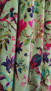 Cortinas Vintage de algodón terciopelo hechas a mano de lujo con estampado de pájaro verde, decoración moderna para la habitación del hogar, colgante de ventana de fábrica de bajo costo - Product Image 6