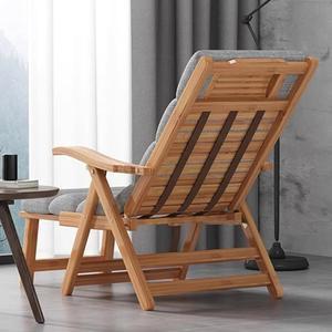 Chaise longue en teck massif réglable avec siège à lattes, accoudoirs et repose-pieds pour hôtel et villa, utilisation en extérieur - Product Image 3