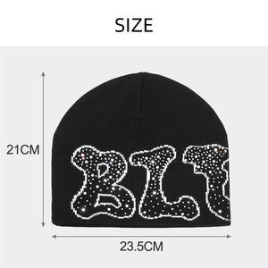 Chapeau d'hiver tendance pour femmes, bonnet en acrylique chaud de haute qualité, brillant de diamants de cristal, bonnet en tricot, vente en gros - Product Image 4