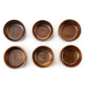 Plateau de service en acrylique pour hôtel personnalisé de luxe Plateau en bois brun avec perle Assiette à salade décorative style ferme - Product Image 3