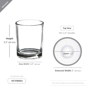 VCY0002 <b>Small</b> Cylinder Glass Votive <b>Candle</b> Holder [Machined]-Heat Resistant Home Decor for Christmas Easter Valentine's Day-2 X - Product Image 2