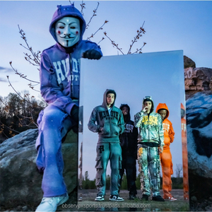 Combinaisons de sport personnalisées, poids lourd, avec fermeture éclair et strass, survêtements en pierre précieuse, ensemble sweat-shirt à capuche sérigraphié - Product Image 6