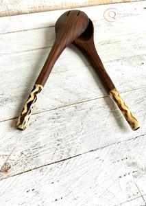 Ensemble de couverts en bois de style rustique, poli à la main, ustensiles écologiques pour les repas traditionnels et modernes - Product Image 6