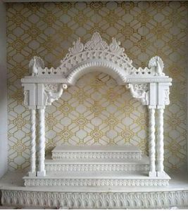 Templo Mandir de Mármol Pulido Hecho a Mano al por Mayor para Uso Doméstico, 120x120 cm, Modelo con Patrón, de Proveedor de India - Product Image 5