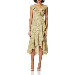Maxi vestido informal de verano para mujer, estampado Floral hecho a mano de algodón, cuello en V, dobladillo con volantes, cintura Natural, tejido con volantes, teñido liso - Product Image 1