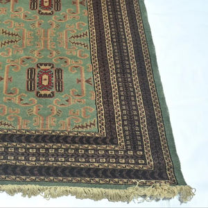 Tapis noués indiens en laine fine faits à la main vibrant multicolore noeud turc persan taille personnalisable disponible avec motif abstrait - Product Image 1