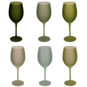 Set Moderno di 6 Calici in Vetro Satinato da 650ml con Design Verde per Happy Hour e Uso Vino - Product Image 1