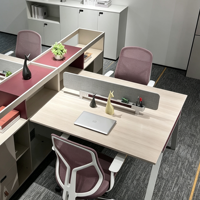 Poste de travail modulaire moderne pour bureau, ensemble de bureaux pour 4 personnes en open space avec étagère de rangement