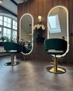 Espejo Comercial para Salón de Belleza, Diseño Moderno, Lavabo Vintage para Peluquería, Estación de Barbería de Madera Negra y Gris, Comedor Exterior para Hotel - Product Image 1