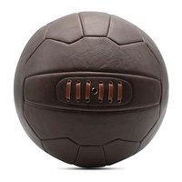 Crafting Club Retro Heritage Brauner Echtleder-Fußball 18 Paneele Hochwertige Latexblase Hohe Luftretention Individuelles Logo